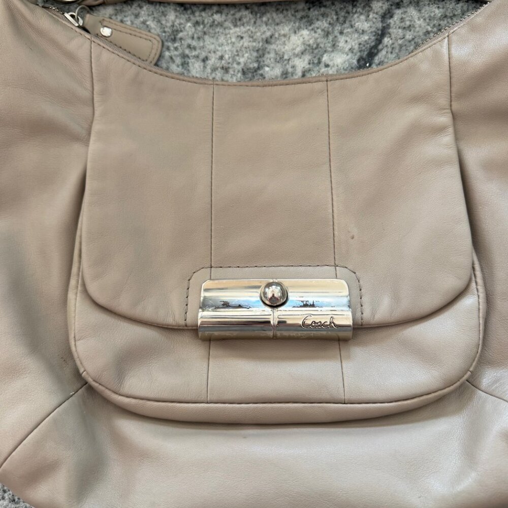 Coach Kristen Taupe Grey Leather Hobo Bag - Picture 8 of 15